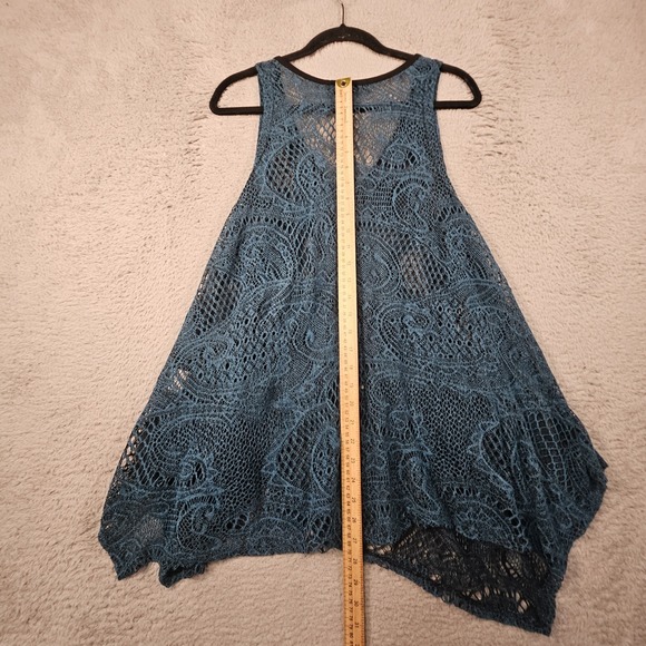 Pretty Angel Crochet Top Womens M Lace Sheer Linen Silk Whimsigoth Fairy Grunge - Picture 9 of 13